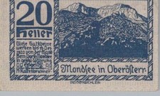 20 HELLER 1920 City of MONDSEE Upper AUSTRIA Notgeld Banknote #PG039.U