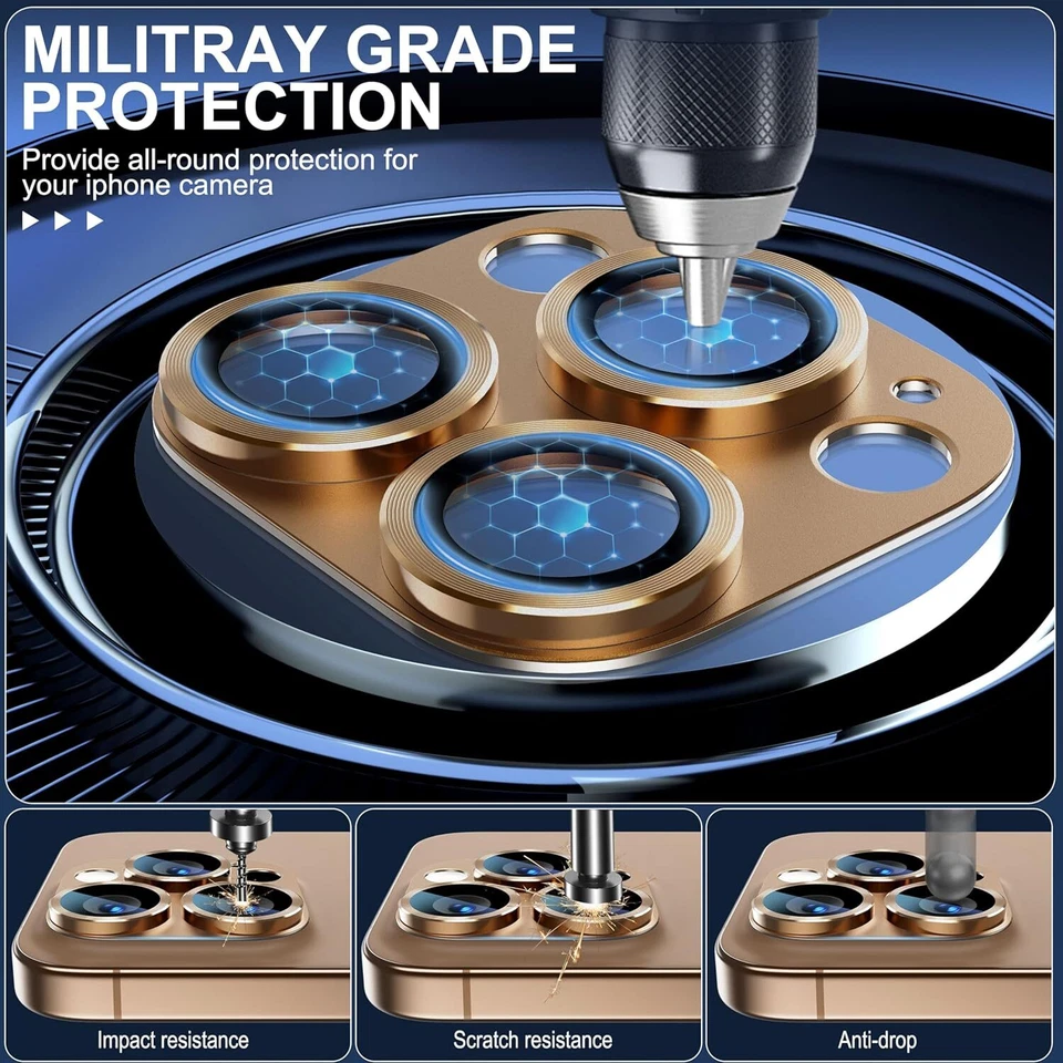 Металлическая защита объектива камеры для iPhone 16 Pro Max/16 Pro/16 Plus/16 упаковка 2 шт. - Изображение 3 из 4