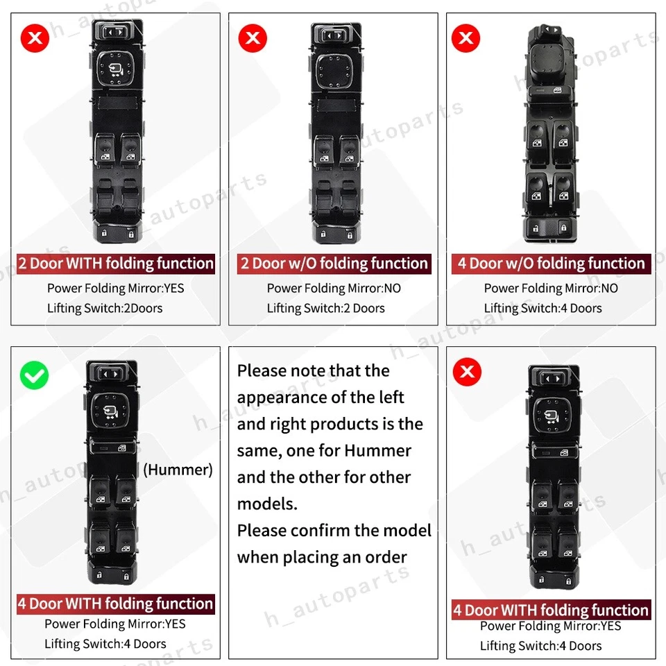 Interruptor de control de ventana eléctrica maestro del lado del conductor para Hummer H2 2003-2007 15883319 Foto 2 de 4