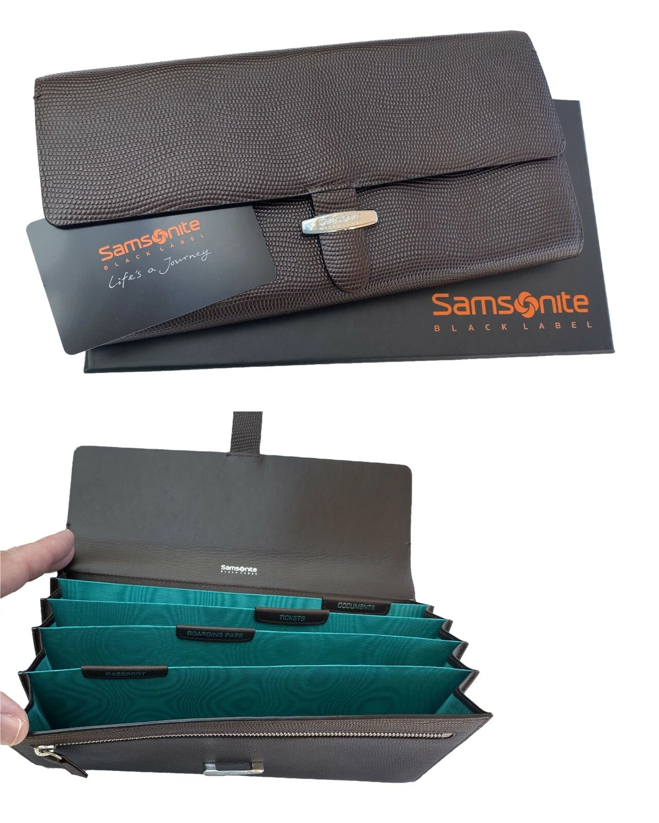 New SAMSONITE BLACK LABEL SBL STATIONERY Leather TRAVEL WALLET Organiser Brown