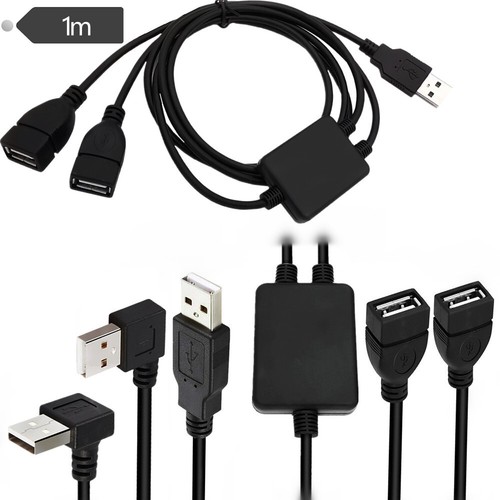 Câble de charge de données d'extension USB 2.0 A mâle vers double femelle répartiteur en Y 1 m - Photo 2 sur 5