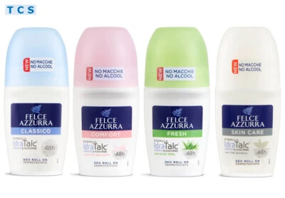 FELCE AZZURRA Deodorante Roll-on mit idraTalc Formel, 50 ml Roll on Deo, 4 Düfte