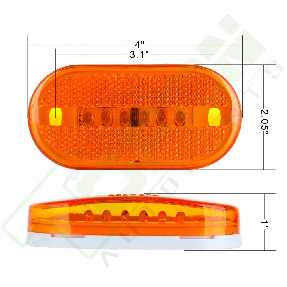 5pcs 4 Amber Oval Side Marker Light 6 Led Clearance Lamp Trailer