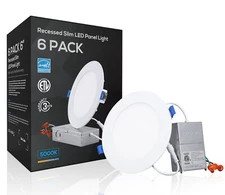 12W 6-inch Dimmable Recessed Ceiling Light, 5000K Daylight, Pack of 6