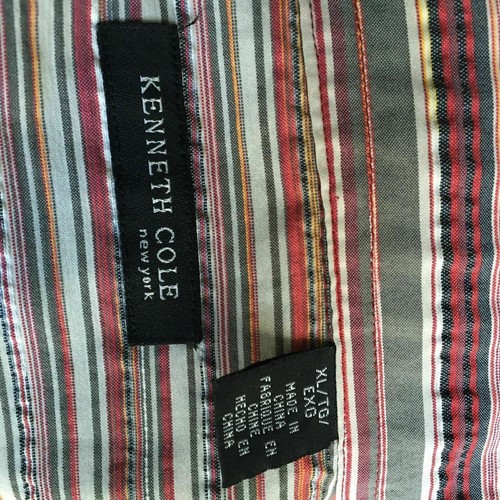 Camisa Kenneth Cole New York Para Hombre XL/TG/EXG Manga Larga Rayas Puños Franceses - Imagen 6 de 6