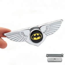 Chrome Black Wing Badge Batman Dark Knight Bat Car Front Grille Emblem Universal
