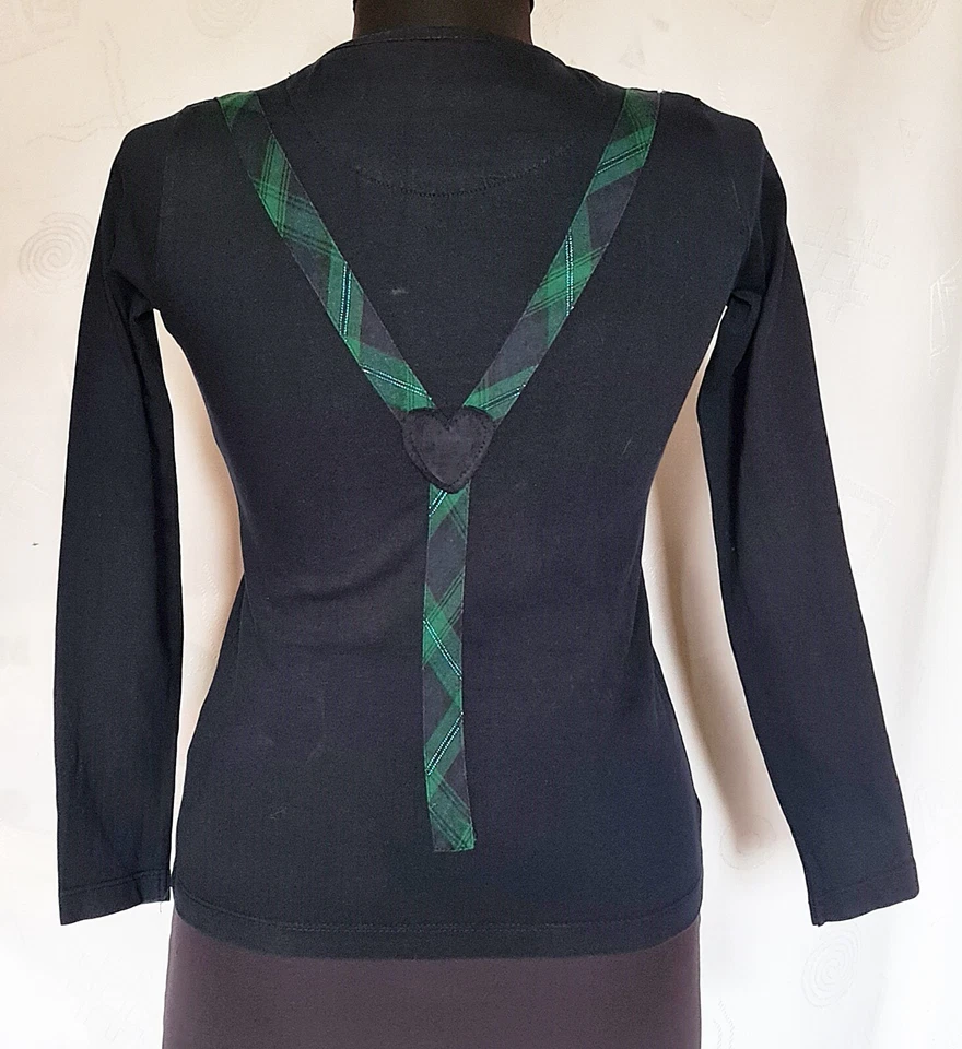 AUTHENTIC DESIGUAL POP ART LOGO BLACK GREEN GIRL TOP BLOUSE-SIZE:US9-10/EU140 - Image 3 of 4