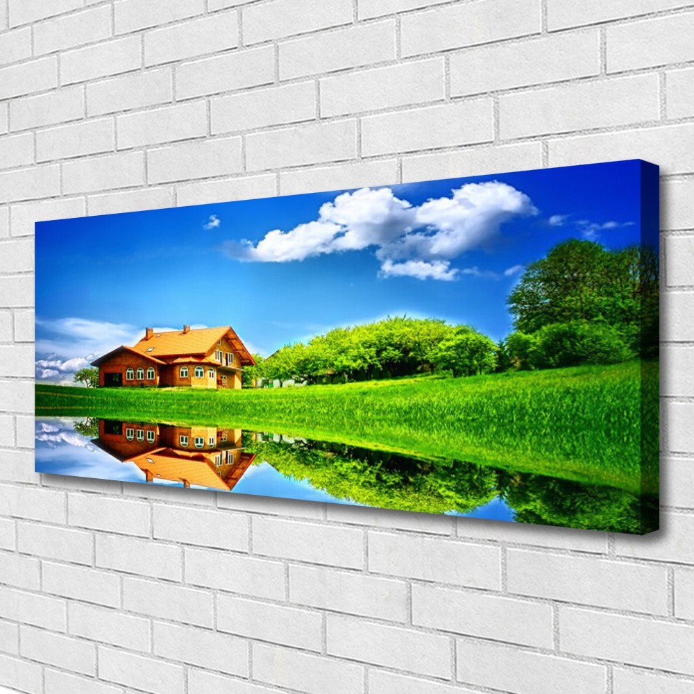 Impression sur toile de qualité premium 125x50 paysage lac et nature