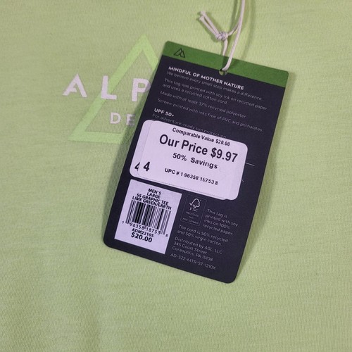 Alpine Design Men's SS Graphic Print T-Shirt Lime Green/Earth Large Brand New - Picture 4 of 6