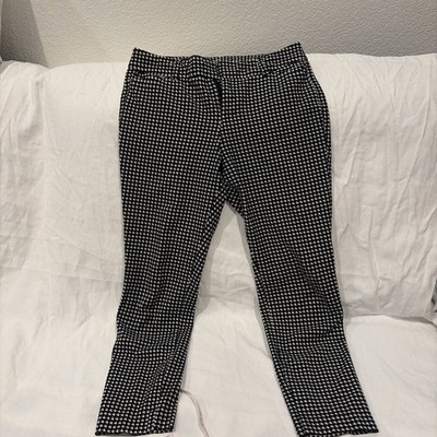 Old Navy Pixie Pants Women 4 Black Houndstooth High Rise Slim Ankle Never-Fade