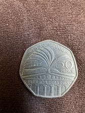 2000 Public Libraries 50 pence UK coin,Circulated 
