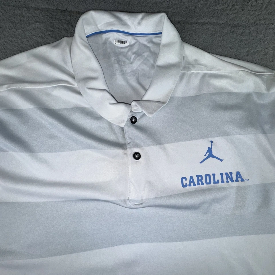 Nike Air Jordan UNC Tacones Alquitranados Polo Para Hombres 2XL Carolina Rayas Golf Dri Fit Foto 2 de 4