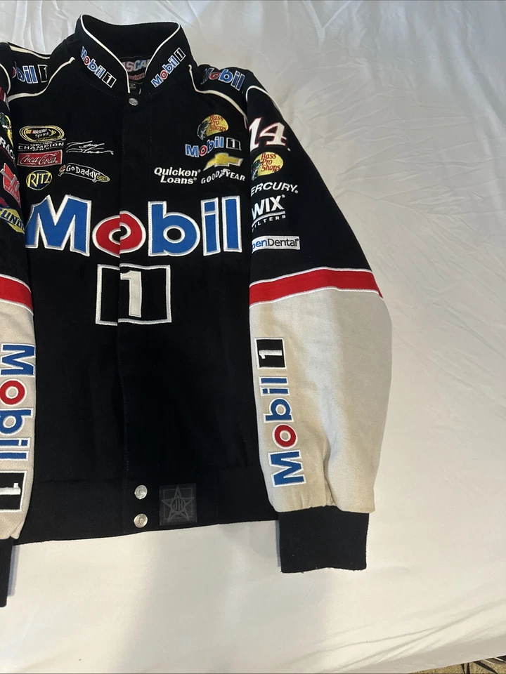 Vtg Tony Stewart NASCAR Jacket XL Mobil 1 Bass Pro Shops JH Design Racing - Image 3 of 4