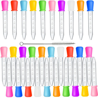 Juego 30 cuentagotas 5ml silicona plastico cepillo limpiar ninos caramelos