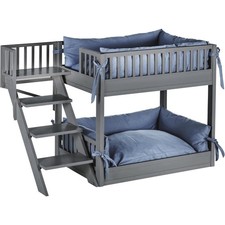 ECOFLEX Aspen Dog Bunk Bed in Grey, Memory Foam Cushions, Wide Stairs, Non