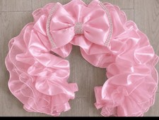 pram/car cosy hood frill pink with  bow - universal