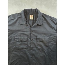 Dickies Shirt Mens 2XL XXL Black Short Sleeve Work Chore Pockets Button Up
