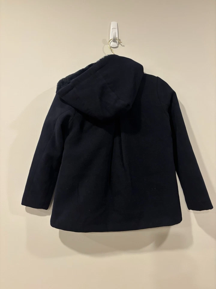 Mayoral Girl's Navy Blue Parka Coat Heavy Fur Lined Removable Hood size 12 - Image 3 of 4
