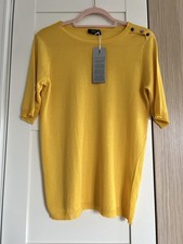 Gelber Feinstrick Pulli leicht Knopfleiste Ba...