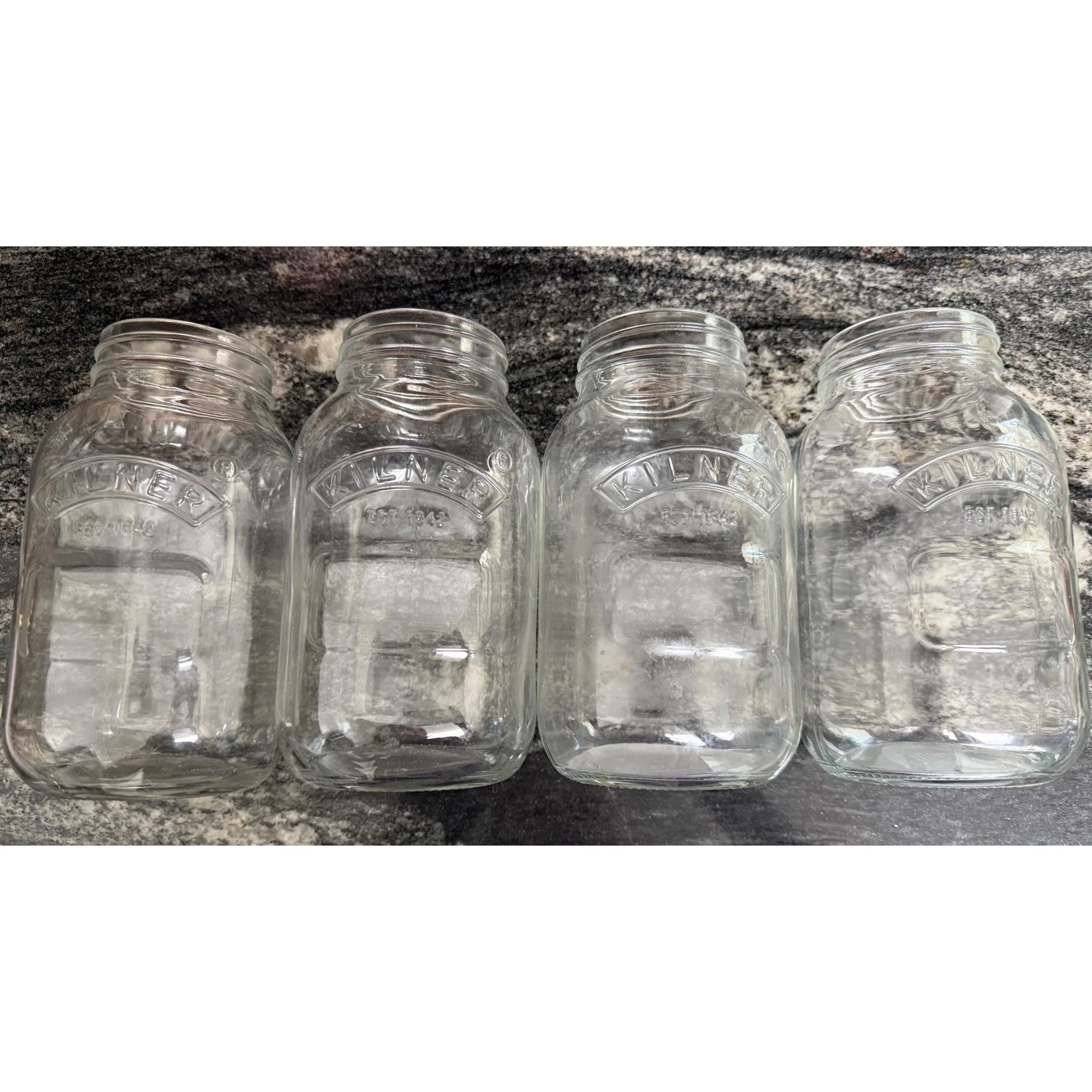 Kilner Quart Size Glass Canning Jars Set of 4 Clear Embossed