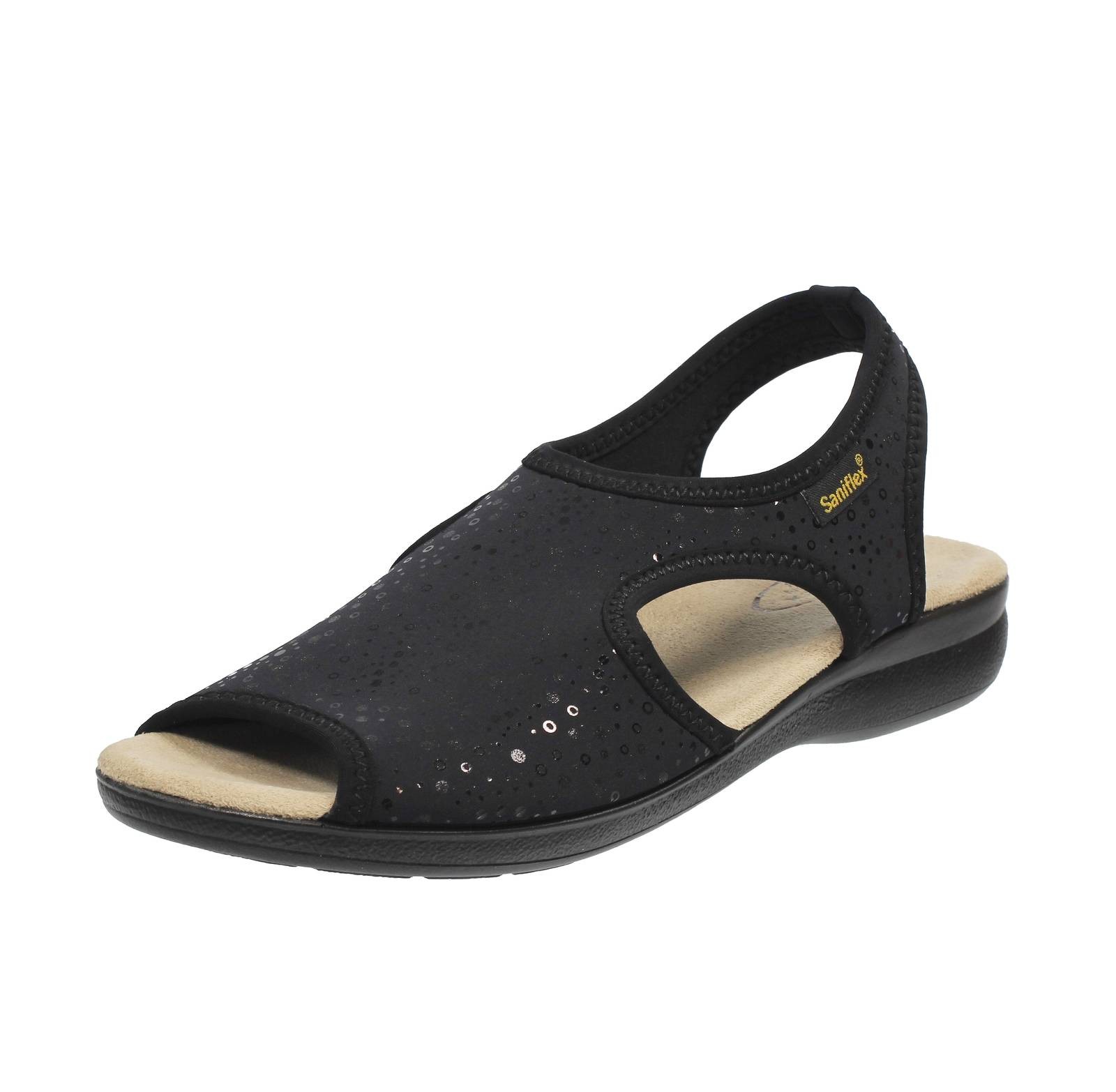 Сандалии Saniflex из эластичной резинки Tessuto Nero - Taglia 38 [25,3 см] в обтяжку