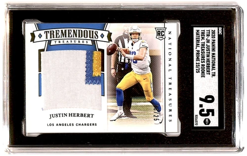 2020 National Treasures Jumbo Prime /25 Justin Herbert Rookie SGC 9.5 R6220J