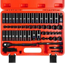 38 Drive Impact Socket Set 74-pcs Sae 516- 34 Metric 8-22mm