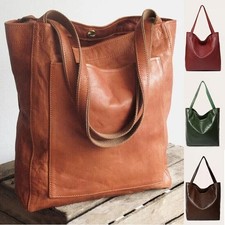 Large Capacity Tote Bag for Women Soft PU Leather-Shoulder Bags Retro Hand Bags