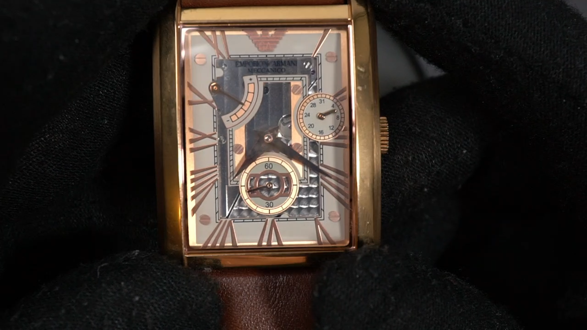 Emporio Armani mechanical automatic dress tank skeleton Watch