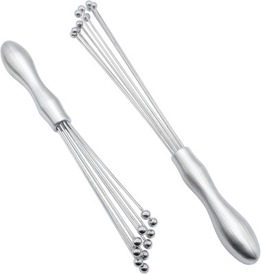 2PCS Stainless Steel Ball Whisk 10'' & 12'' Manual Egg Beater Mixer for Cooking