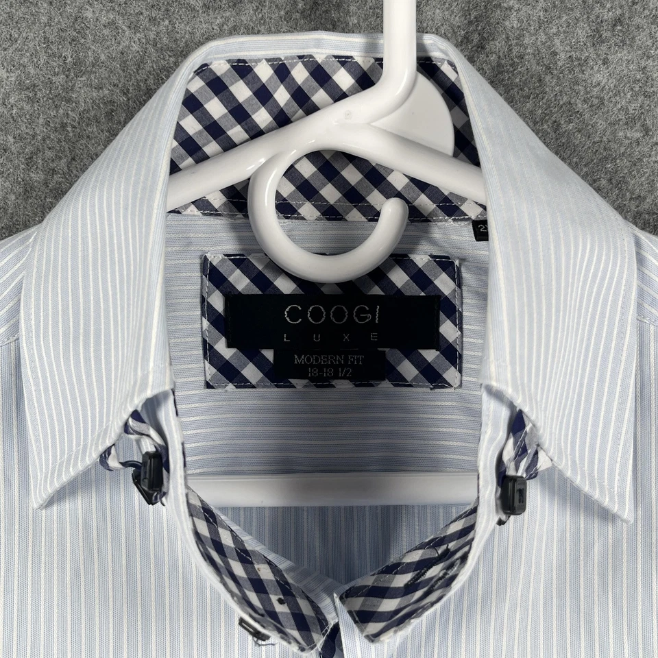 Camisa Coogi Luxe Para Hombres 2XL Rayas Calce Moderno Cuadros Puños Vestido Abotonado Foto 4 de 4