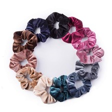 12 Pack Velvet Hair Scrunchies Scrunchy 12 Count Pack of 1 , multi-color