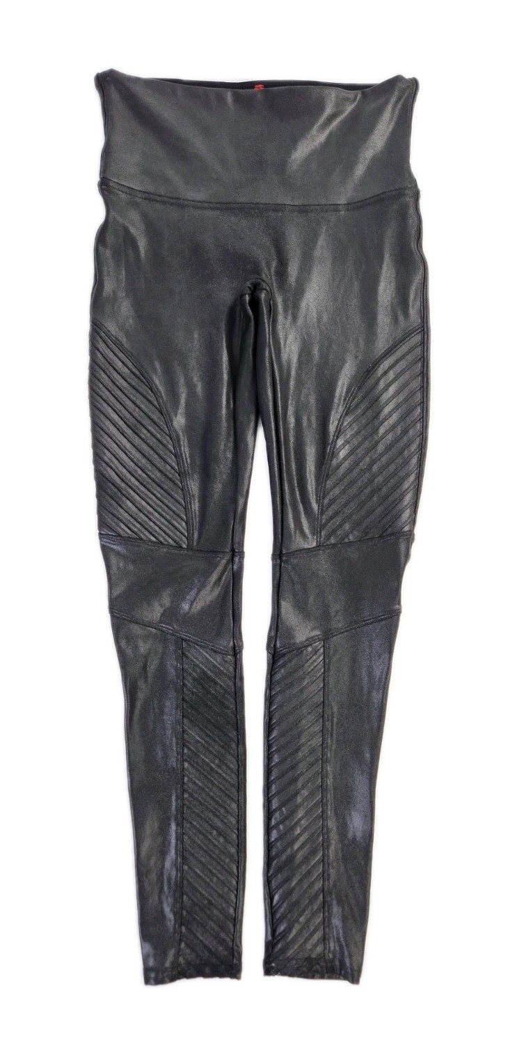 SPANX Women's Medium Faux Leather Black MOTO Leggings 20136R