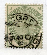 1883 - 4 5d green good used. SG 193. Cat £75.