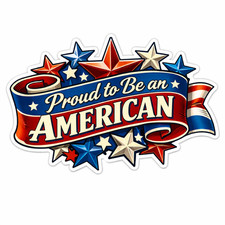3 inch Patriotic American Stars Ribbon Vinyl Sticker USA