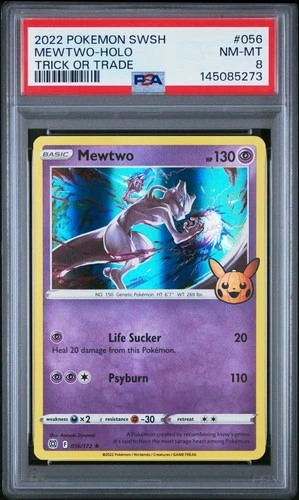 2022 POKEMON SWORD & SHIELD BRILLIANT STARS #056 MEWTWO-HOLO PSA 8