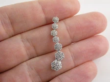 Sterling Silver Graduated Flower Drops Slide Pendant 1.4g 925 1.25 Inch Length