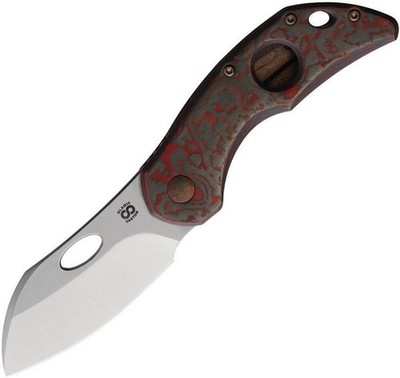 Olamic Cutlery Busker Blade Gray-Red Handle Pocket Knife - BCFLA122