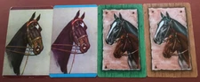 4 Single Genuine Vintage Swap Playing Cards Horse Heads Pairs