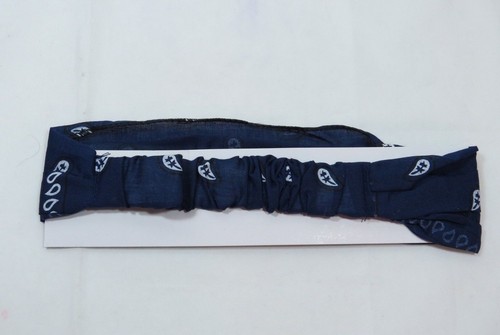 Bandana paisley print Headband Navy Blue soft stretchy ouchless kerchief turban - Picture 2 of 3
