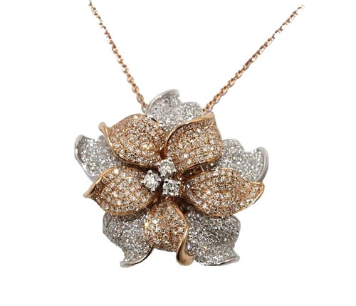 Used] K18/PG/WG Diamond Flower Pendant Top/j7-10 | eBay
