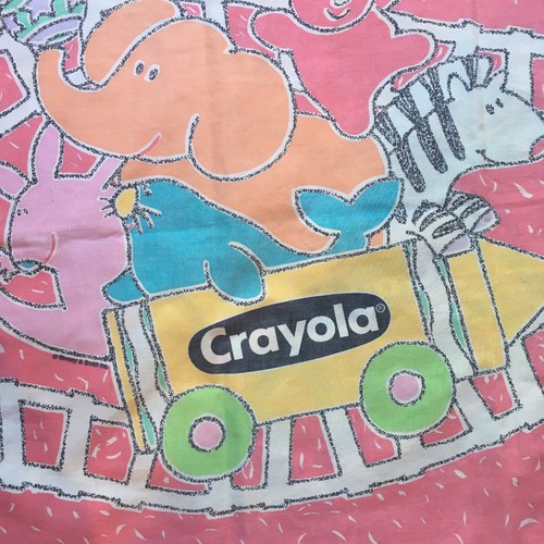 Vintage Pastel Crayola Standard Size Pillowcase Zoo Animal Train Binney & Smith - Picture 4 of 14