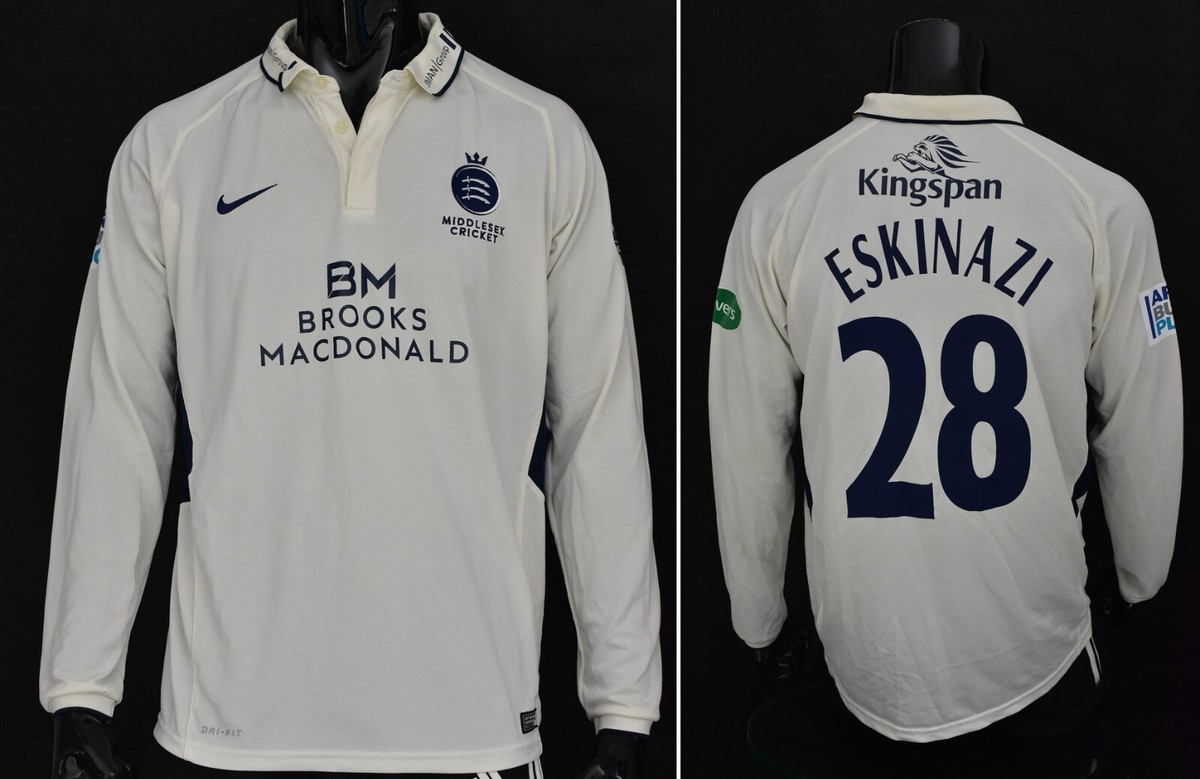 NIKE Middlesex County Cricket Club Shirt LS Stephen Eskinazi SIZE