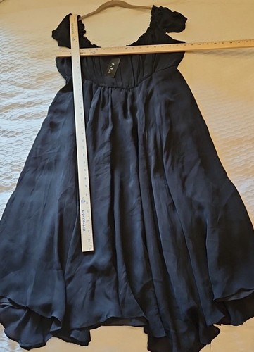 ECI Black Size 12 Babydoll Empire Waist Midi Legnth 100% Silk Dress - Picture 6 of 7