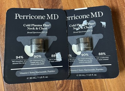 2 x 30ML Perricone MD Cold Plasma Plus+ Neck & Chest Broad Spectrum SPF 25 NIB