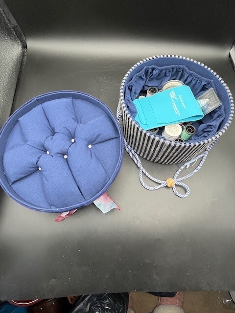 Vintage Hat Sewing Box Basket, Pin Cushion - Rare!