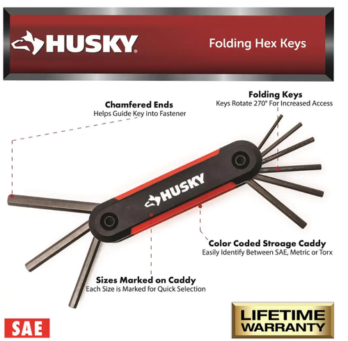 NEW Husky 149798 SAE/Metric & Torx Folding Hex Key Set (3-Piece) - Picture 2 of 8