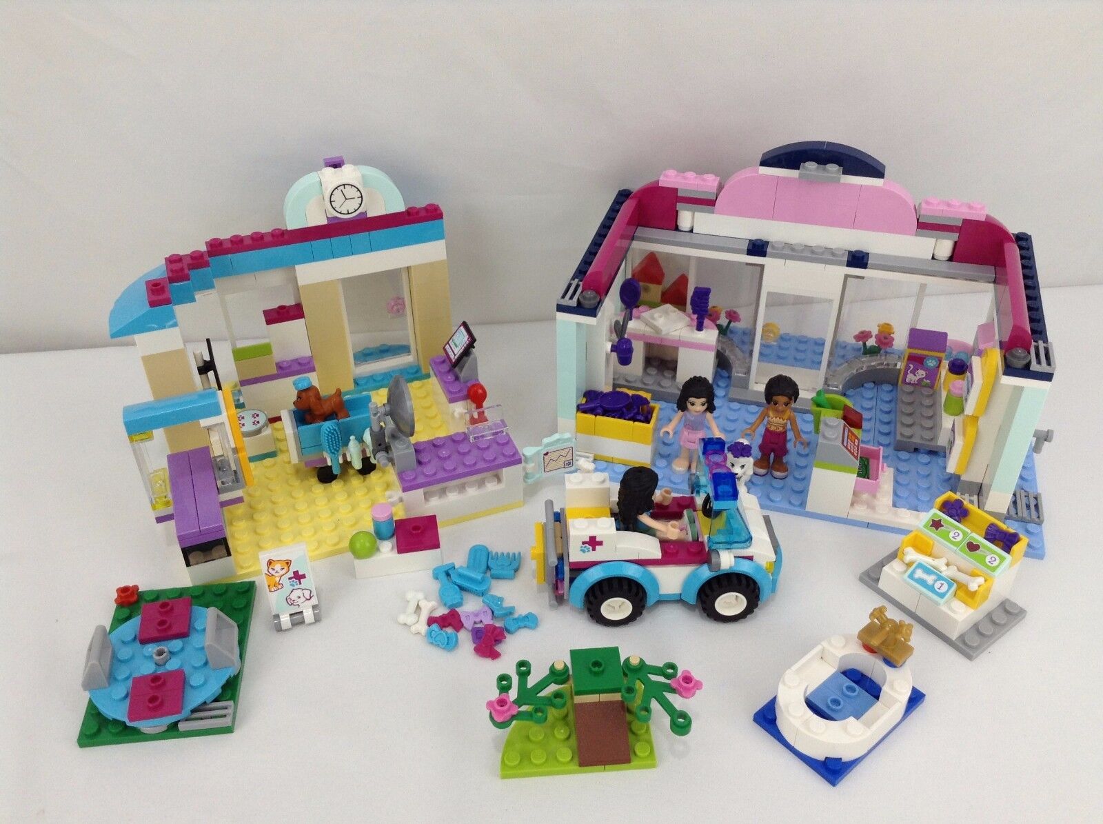 Lot of 3 Lego Friends Vet sets - 85% Complete - 41085 & 41007 & 41086