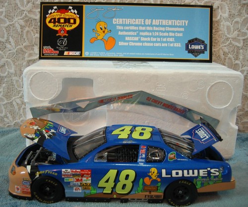 NASCAR Jimmie Johnson Looney Tunes Monte Carlo Blue Stock Car Die Cast 1:24 NEW - Picture 2 of 12
