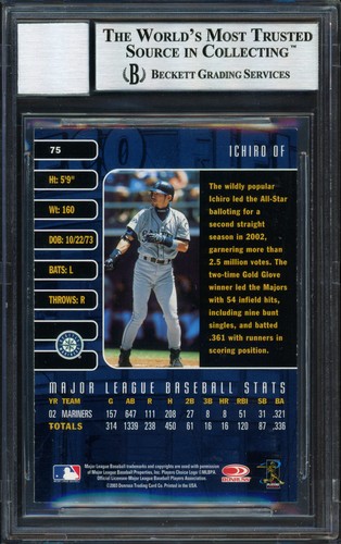 Ichiro Suzuki 2003 Donruss Studio Card Mariners Auto Grade 10 Beckett 12491303 - Picture 2 of 2